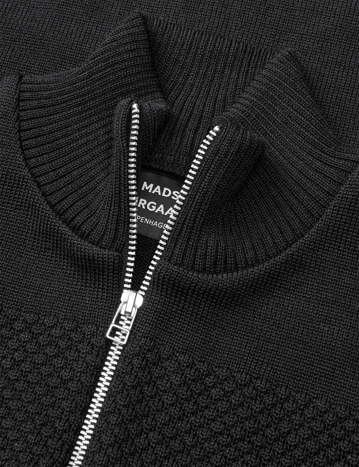 Wool Klemens Zip Knit, Black