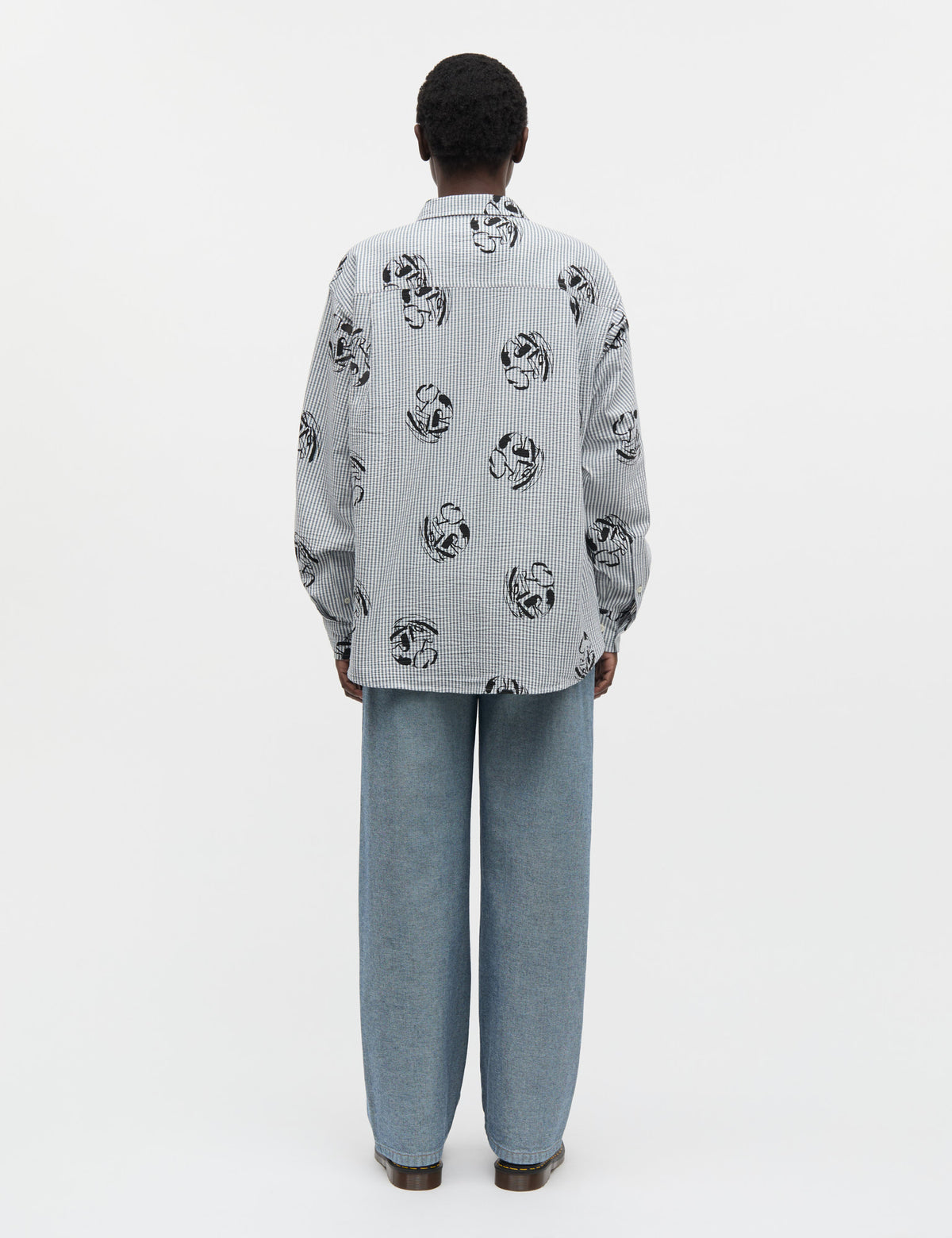 Soft Crease Crelly Shirt AOP, Vintage Indigo/Vanilla Ice