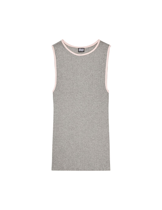 NPS Tank Top Kontrast, Dk Grey Mel/Strawberry