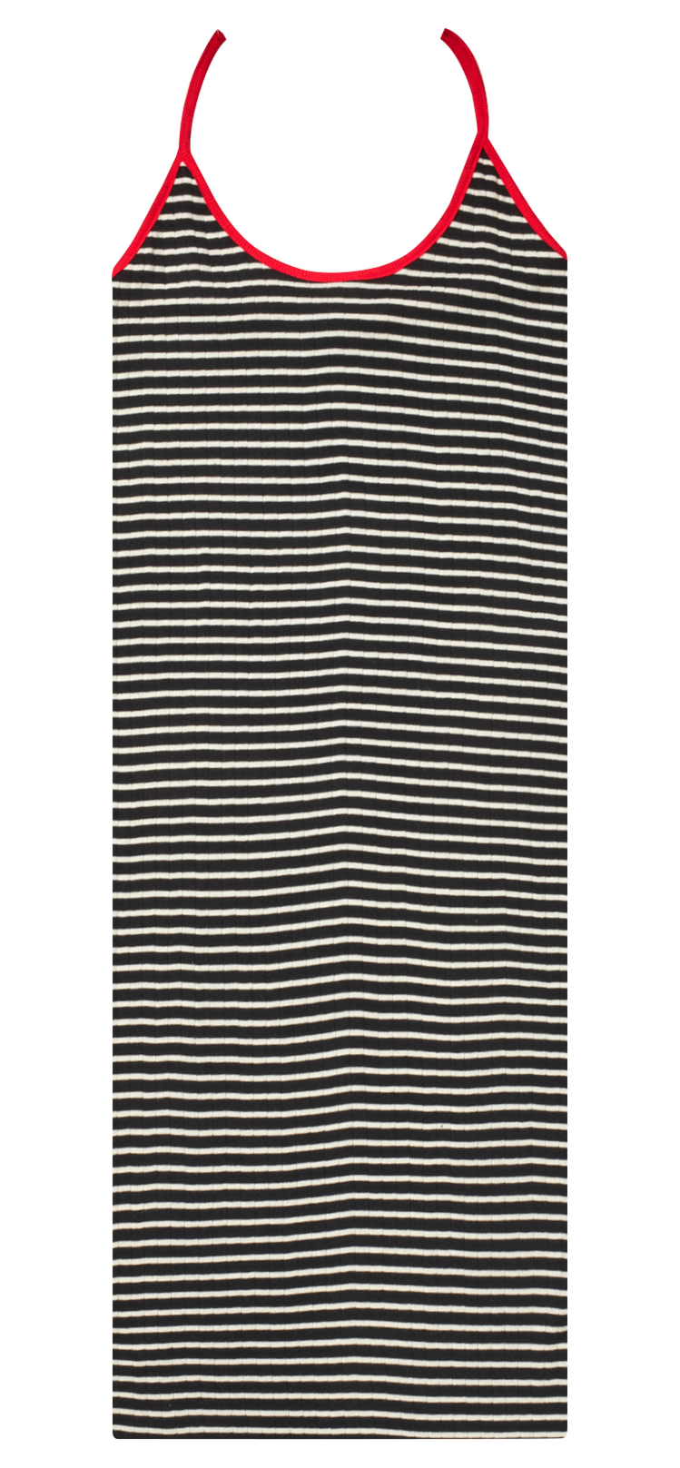 NPS Strap Dress Mini NPS Stripe, Black/Ecru/Red