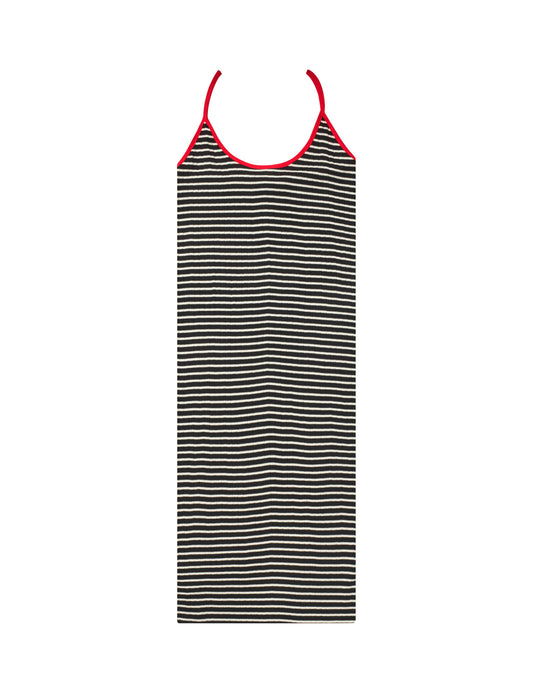 NPS Strap Dress Mini NPS Stripe, Black/Ecru/Red