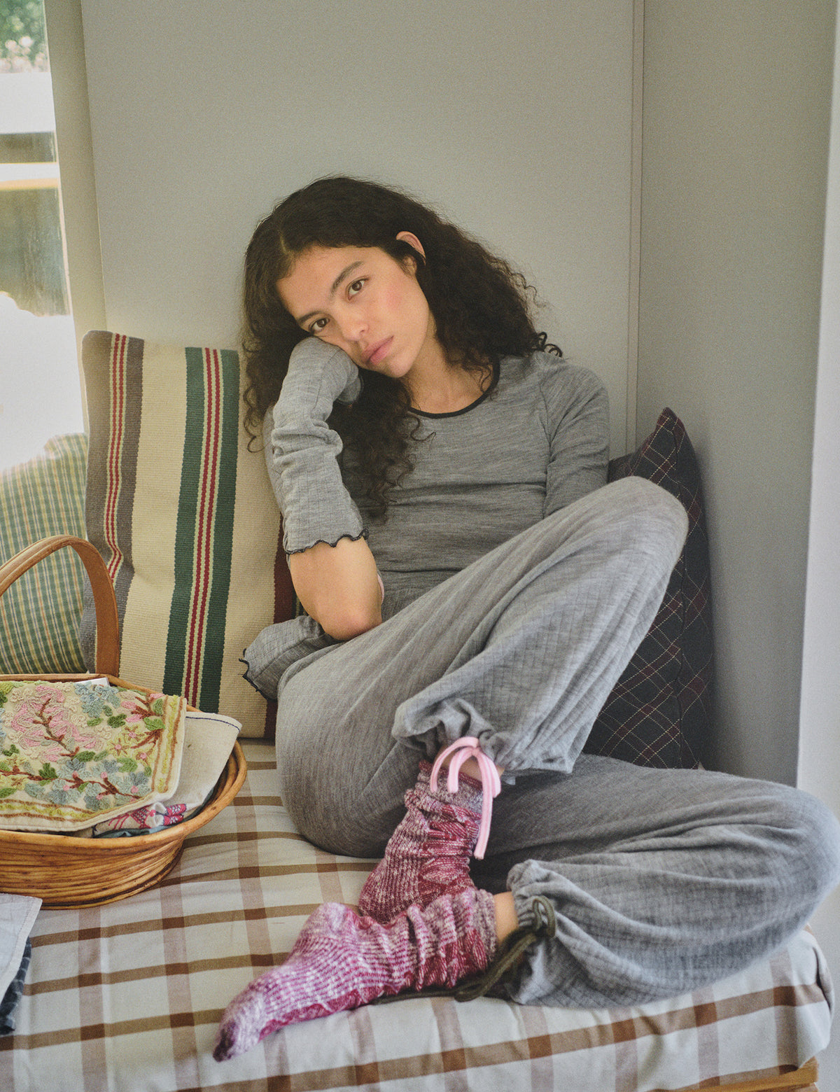 ELLE Wristwarmer Wool, Grey Mel/Capers