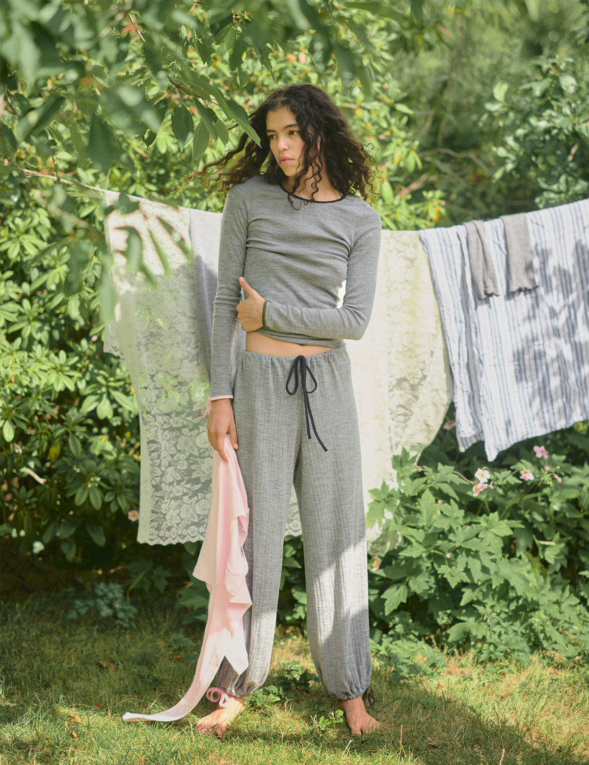 ELLE Nova Pants S Wool, Light Grey Melange