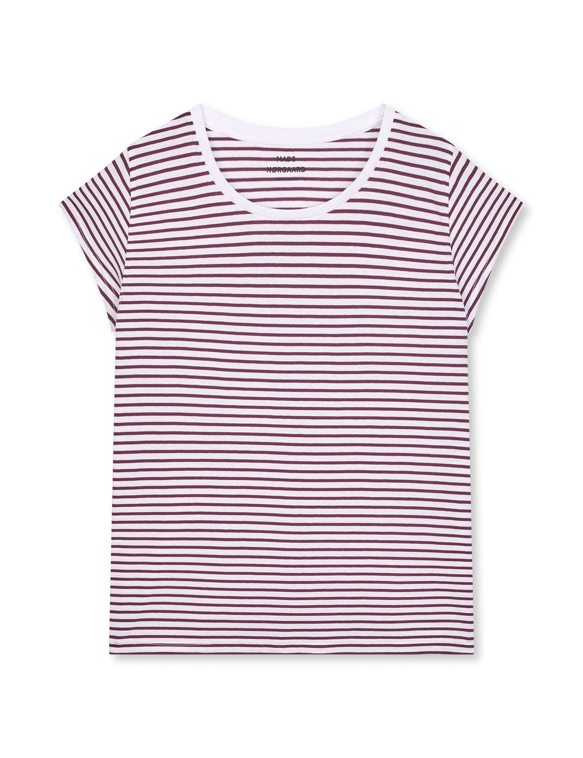 Fine Jersey Stripe Teasy Tee FAV, Brilliant White/Winetasting