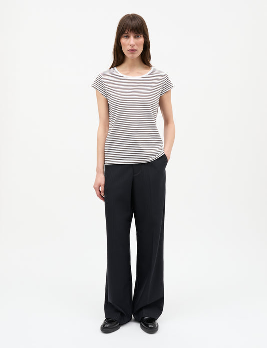 Fine Jersey Stripe Teasy Tee FAV, Turkish Coffee/Brilliant White