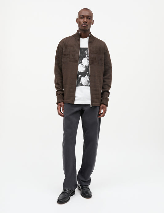 Wool Klemens Zip Knit, Turkish Coffee