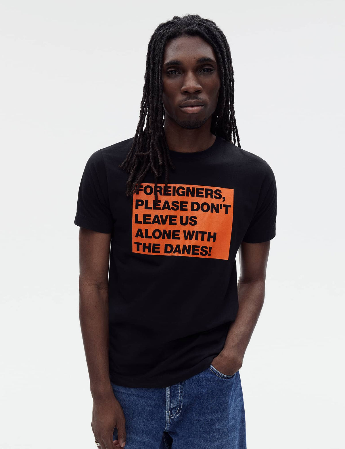 Cotton Jersey Frode Foreigners Tee, Black