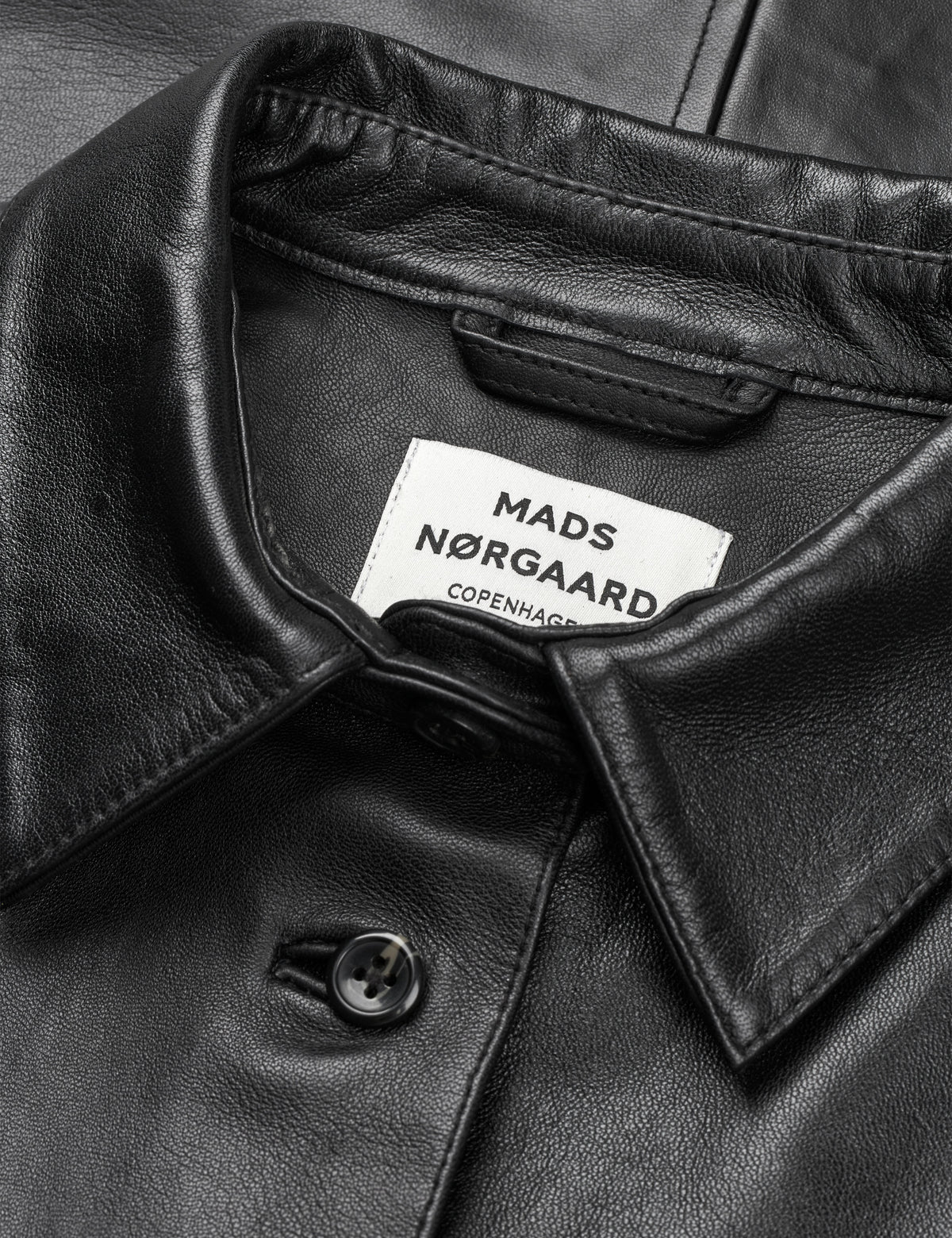Shiny Leather Phoebe Shirt, Black