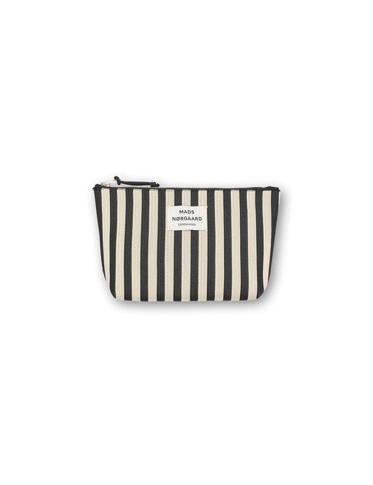 Knit Stripe Hof Make-Up Bag, Black/White