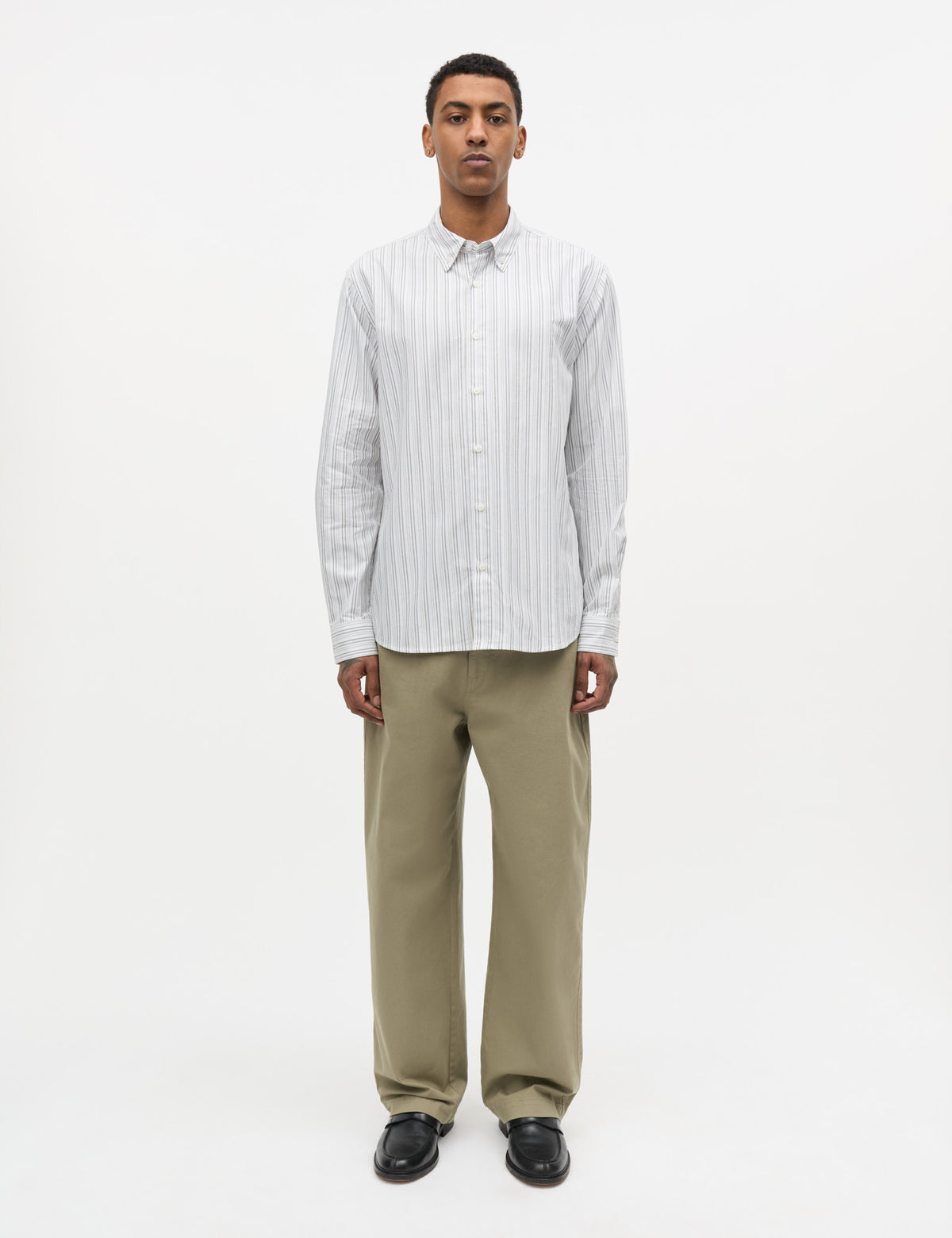 Oxford Sune Stripe Shirt BD FAV, White/Tarmac