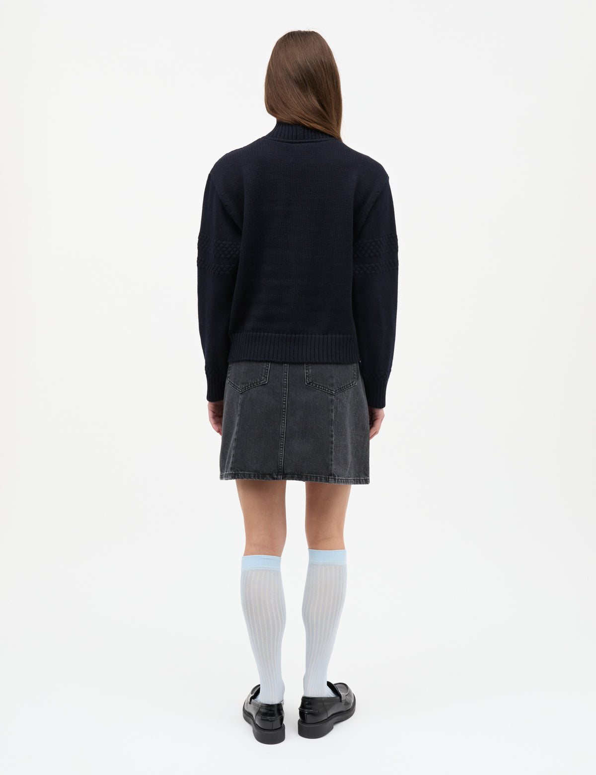 Wool Berthe Turtleneck Sweater, Sky Captain