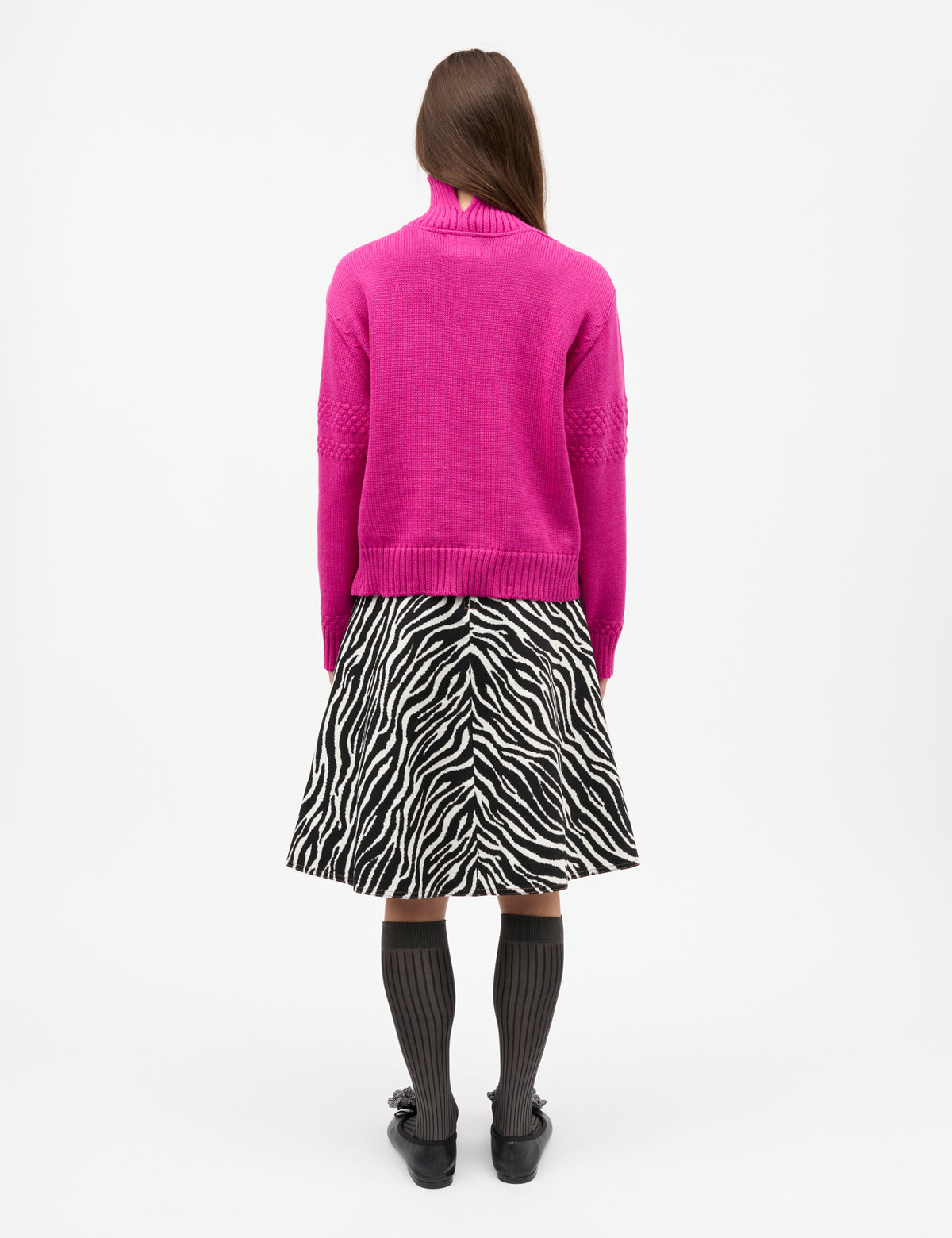 Wool Berthe Turtleneck Sweater, Rose Violet