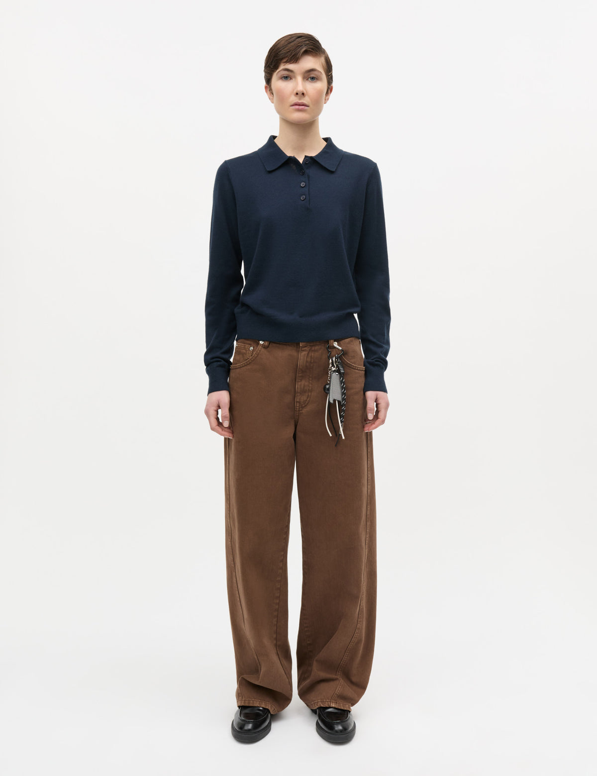 Fine Merino Rosa Polo Knit, Sky Captain