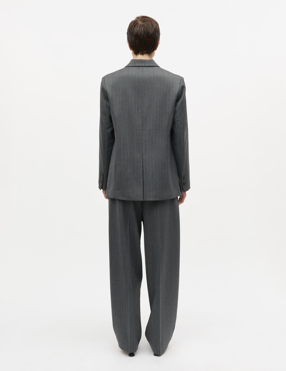 Herringbone Pin Less Blazer, Dark Grey Melange/Winetasting