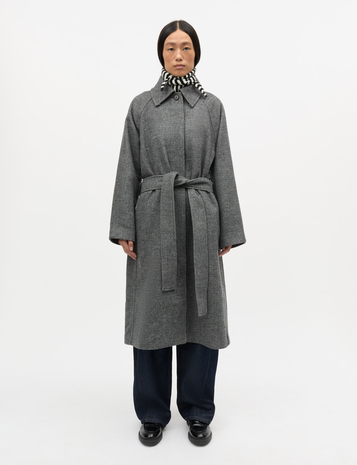 Bond Wool Ingeborg Coat, Dark Grey Melange