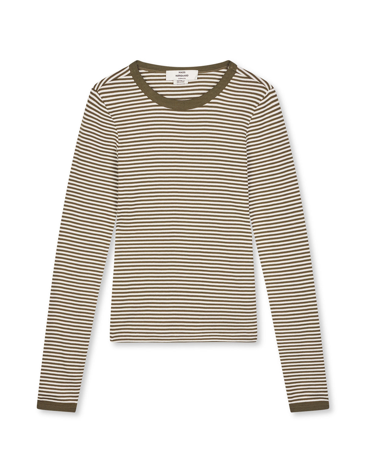 Grace Jersey Stripe Camille Tee LS, White/Tarmac