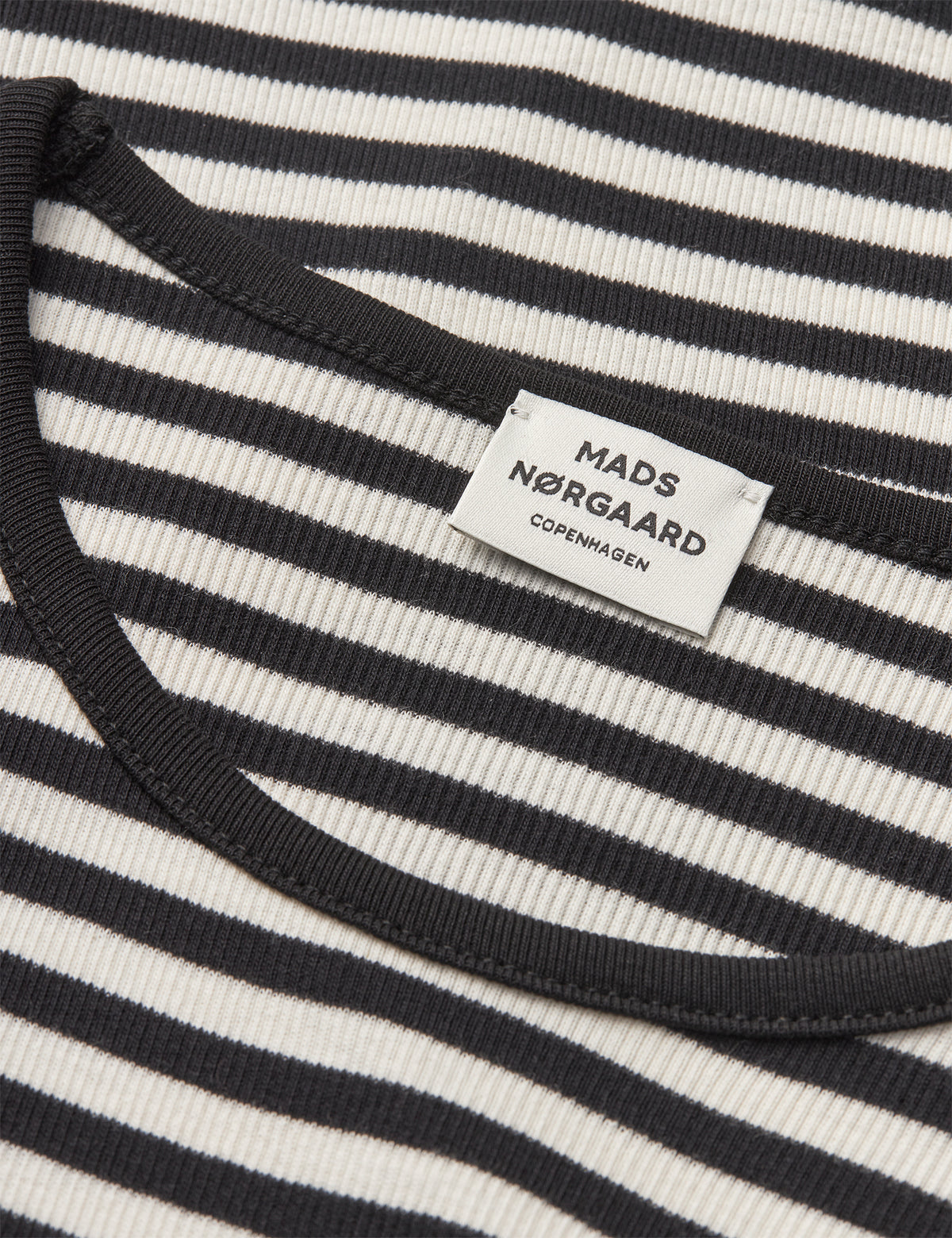 2x2 Cotton Stripe Cille Dress, Black/Vanilla Ice