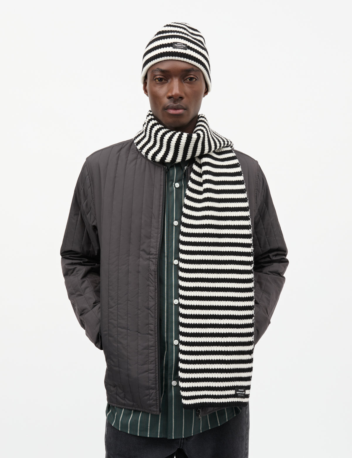 One Wool Bran Beanie, Black/White