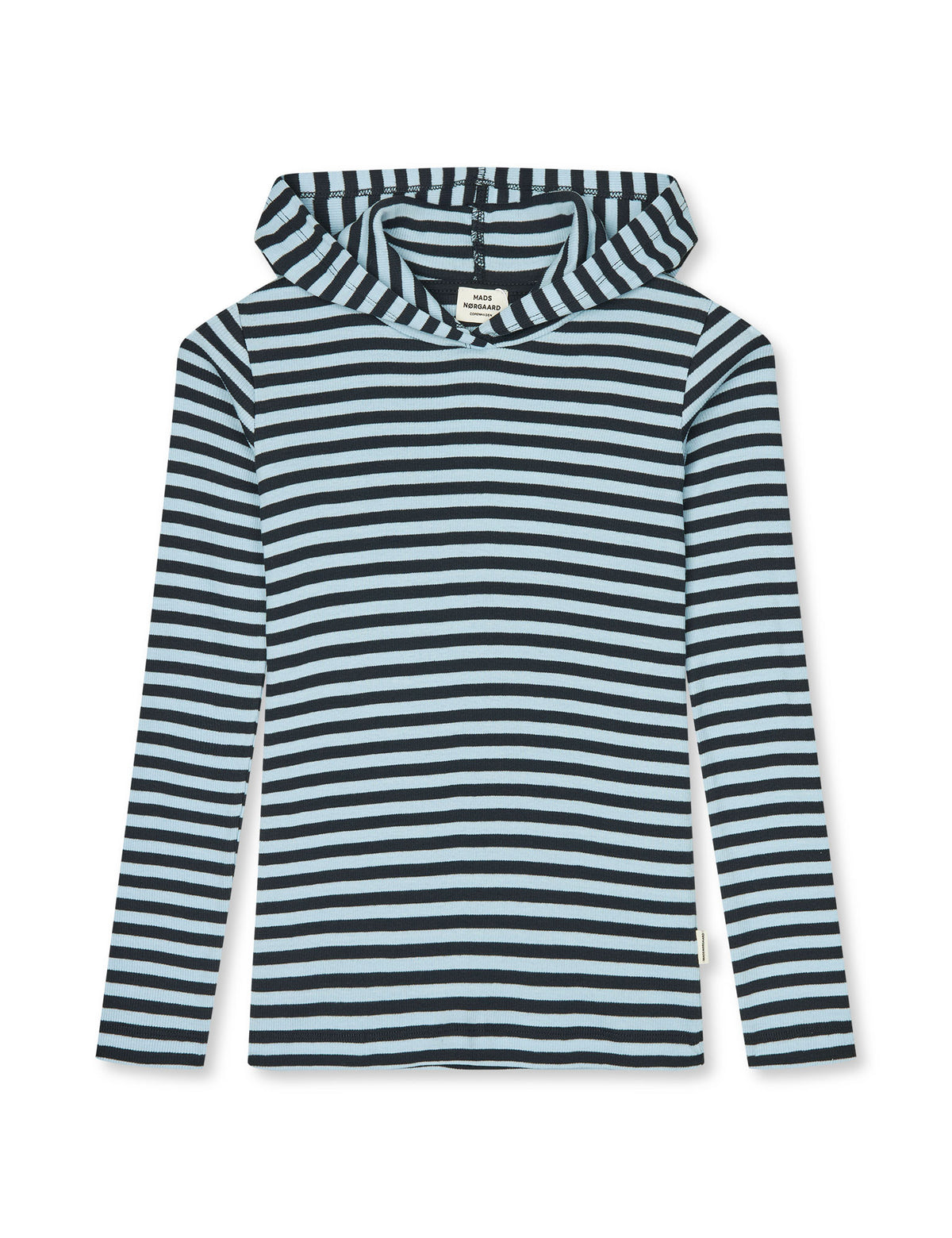 2x2 Cotton Stripe Tally Hoodie, Cerulean/Sky Captian