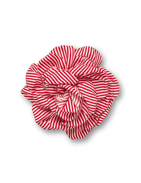 MN Rose Brooch, Stripe Red/White